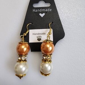 Handmade Gold and Cream Earrings